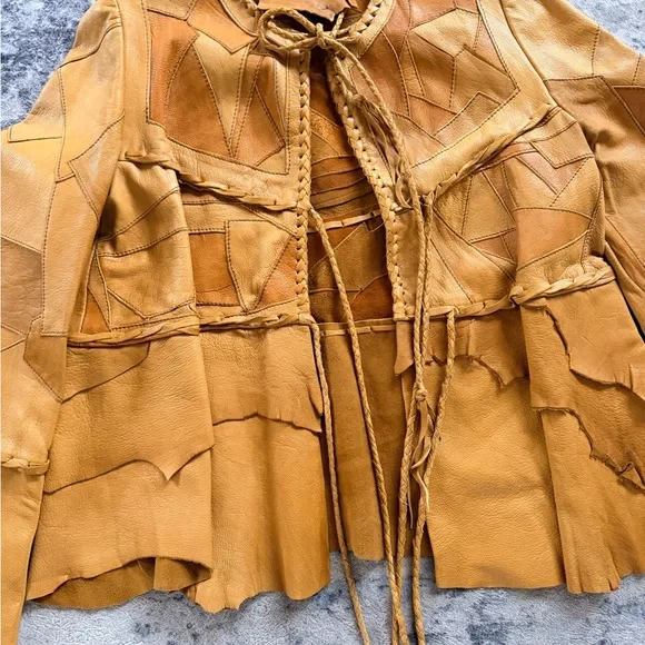 Vintage 1970s PATCHWORK LEATHER Artisan Made / Festival / Boho Style - Picture 3 of 16